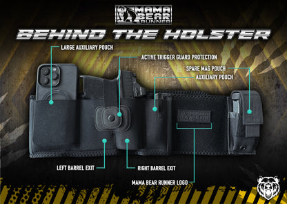  Behind Woman's Belly Band Gun Holster - Mama Bear Runner